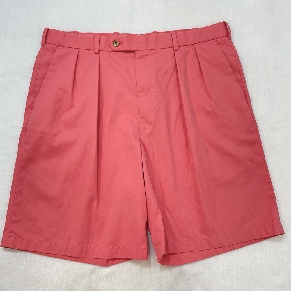 Peter Millar Melon pleated cotton shorts dressier shorts belt loops pockets‌‌‌‌